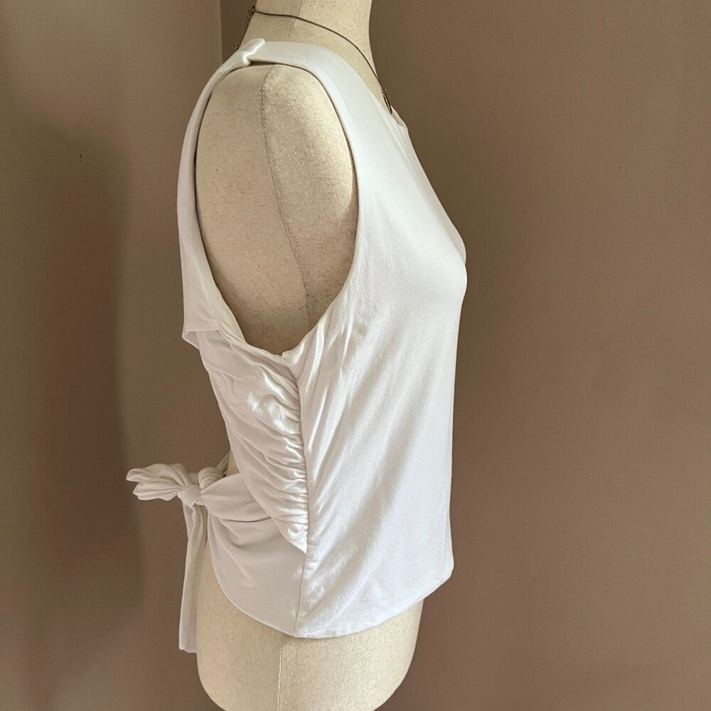 Minimalist Willow &‎ Clay White Back Tie Tank Top Size L Sleeveless Modal Blend
